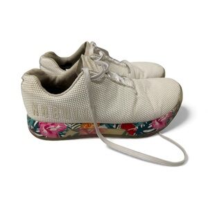 Alohas Ivory Knit Women’s Sneaker with Floral Accent